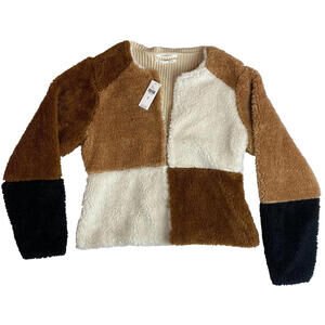 Anthropologie Brown, White, and Black Colorblock Jacket